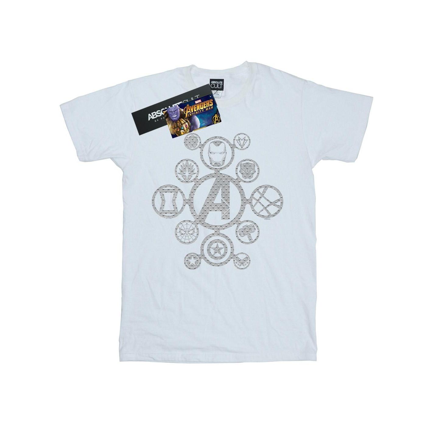 Image of Avengers Infinity War Distressed Metal Icons Tshirt Herren Weiss XL