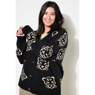 Studio Untold  Strickjacke, oversized, Leo-Köpfe 