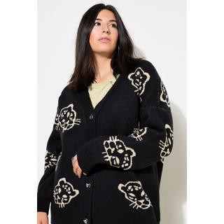 Studio Untold  Strickjacke, oversized, Leo-Köpfe 