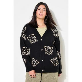 Studio Untold  Strickjacke, oversized, Leo-Köpfe 