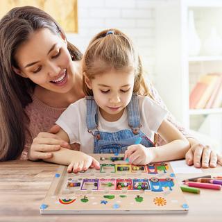 Activity-board  Jouet labyrinthe magnétique, jouet en bois enfant jeux éducatifs Busy Board, jouet aimanté 