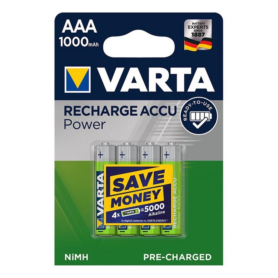 Pricenet  Varta Recharge Accu Power piles AAA 1000 mAh prêtes à l'emploi 4 pièces sous blister 
