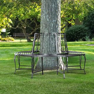 Outsunny Panchina Per Alberi Panchina Rotonda Panchina Da Giardino A 360° Panchine Per Alberi In Metallo ∅160 Cm  