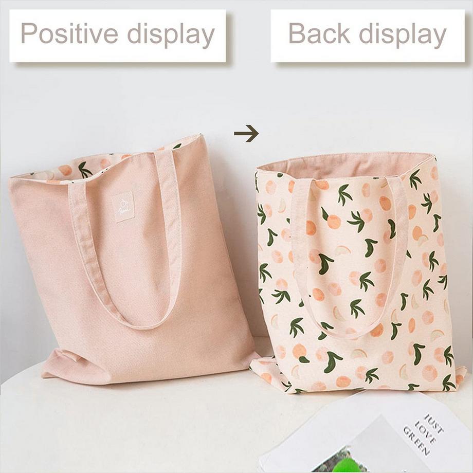 Only-bags.store Doppelseitige recycelte Baumwoll Canvas Schultertasche  