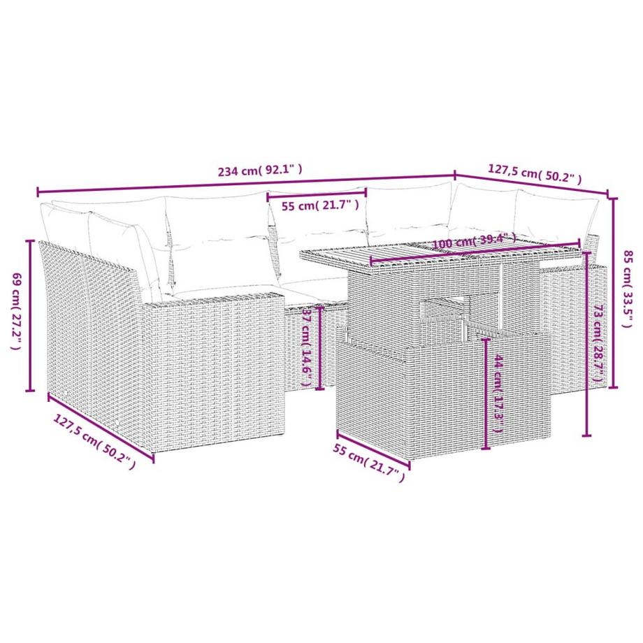 VidaXL set divano da giardino Polirattan  