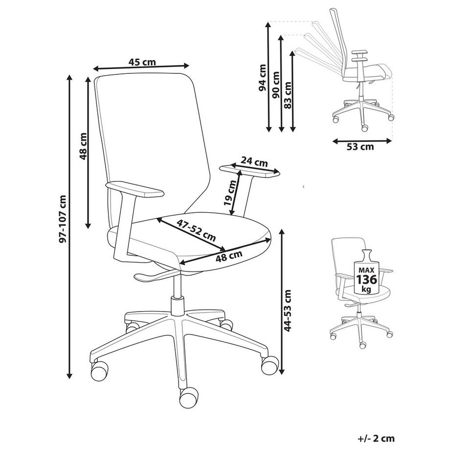 Beliani Chaise de bureau en Tissu  VIRTUOSO  