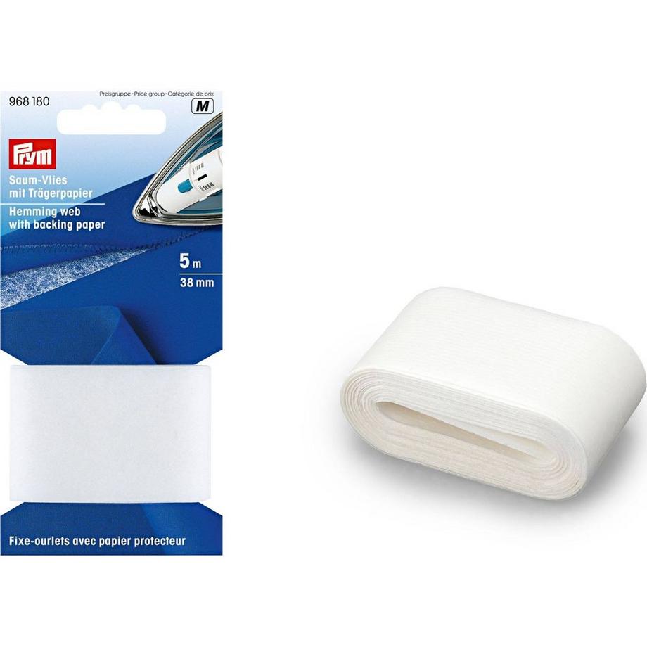 Prym Papier de support en non-tissé, ourlet de 38 mm, blanc  