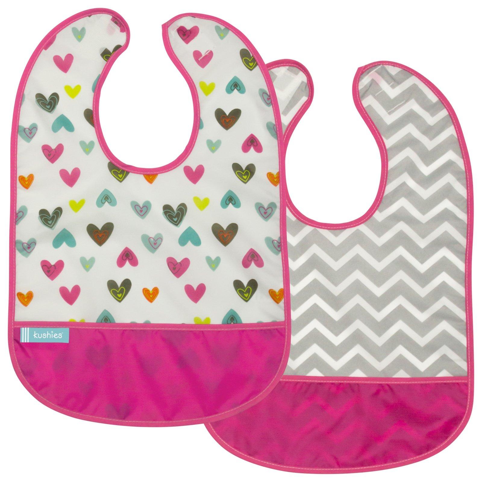 Kushies  Lätzchen ohne Ärmel CleanBib Herz & Chevron 