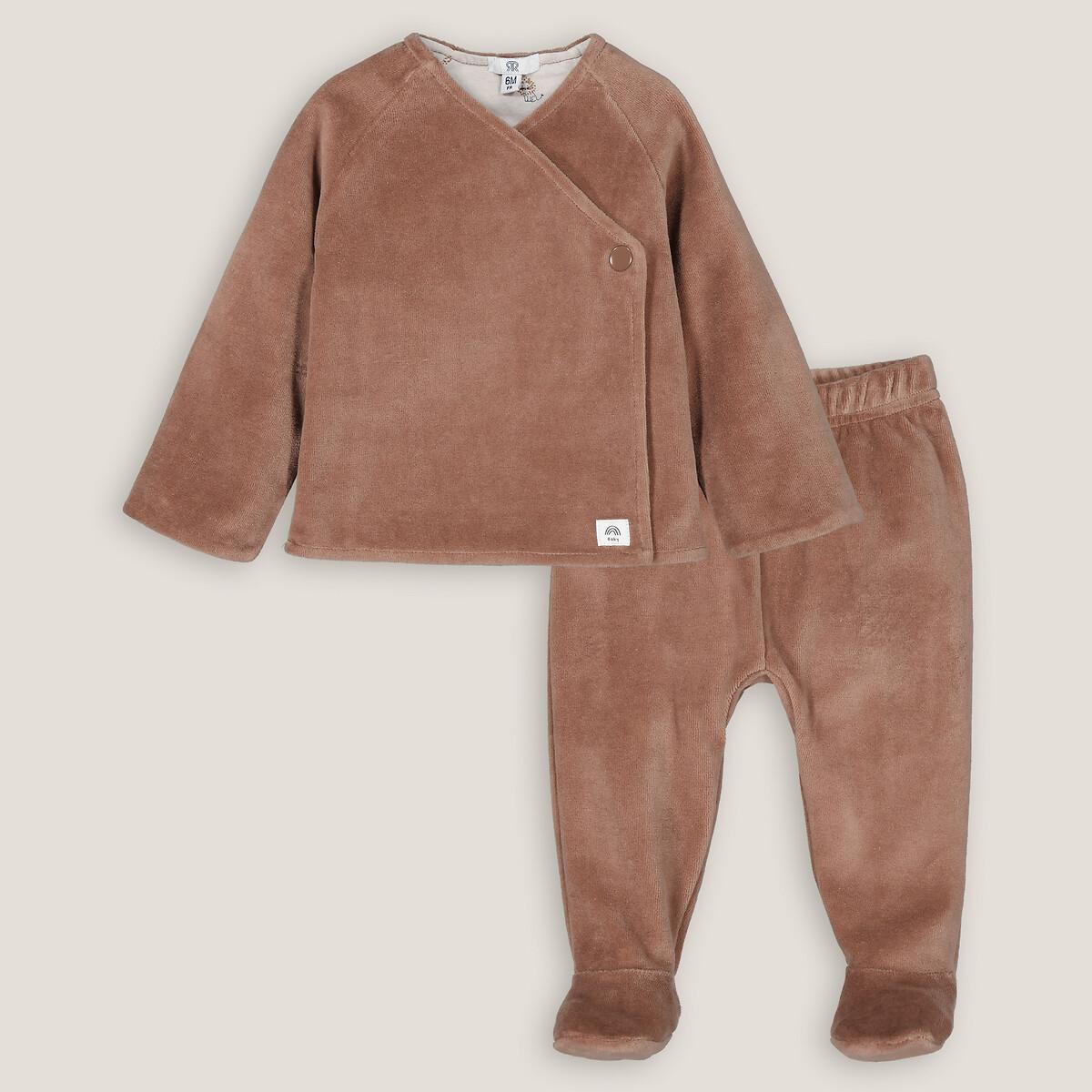 Image of 2-teiliges Samt-set Aus Wickeljacke Und Hose Unisex Rot 0-3M