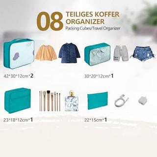 Only-bags.store  8-teiliger Kofferorganisator, Packwürfel für Reisen und Urlaub, Reiseorganisator mit Kosmetiktasche, Schuhtasche, Kofferorganisator-Set für die Aufbewahrung zu Hause (8) 