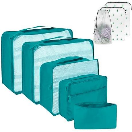 Only-bags.store  8-teiliger Kofferorganisator, Packwürfel für Reisen und Urlaub, Reiseorganisator mit Kosmetiktasche, Schuhtasche, Kofferorganisator-Set für die Aufbewahrung zu Hause (8) 