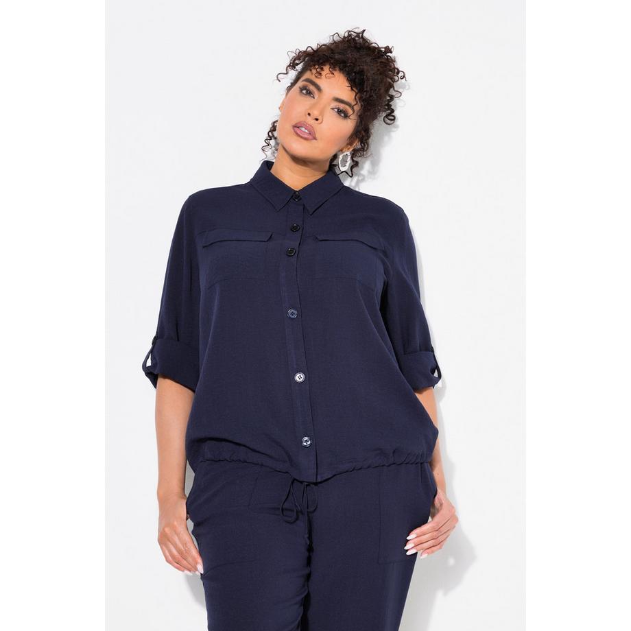 Ulla Popken Hemdkragen Knopf Langarm Jacke  