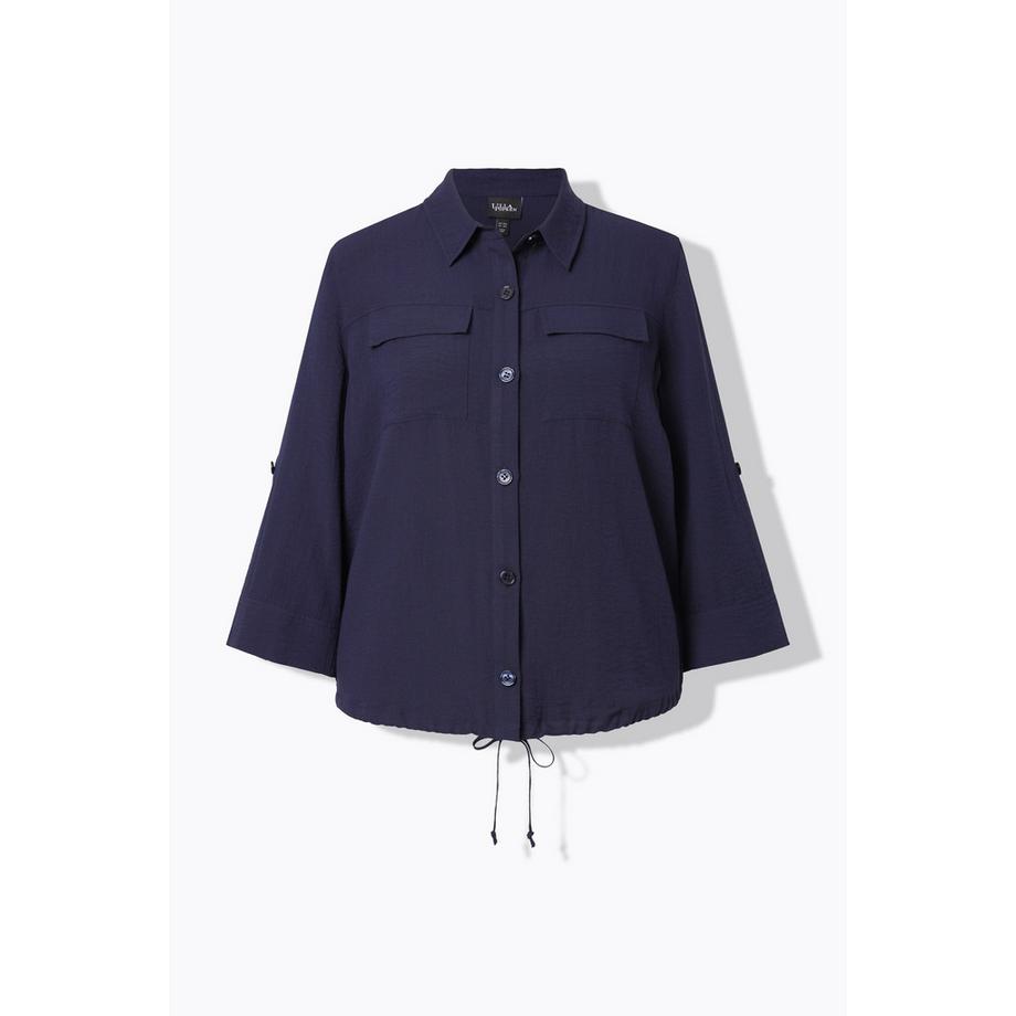 Ulla Popken Hemdkragen Knopf Langarm Jacke  