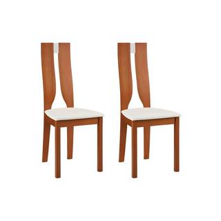 Vente-unique Lot de 2 chaises SILVIA Hêtre massif Merisier  