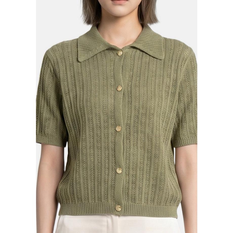 Roberta Rossi Cardigan lavorato a maglia con collo e maniche corte  