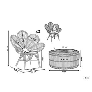 Beliani Ensemble pour bistro en Rotin Boho FLORENTINE / LIMNI  