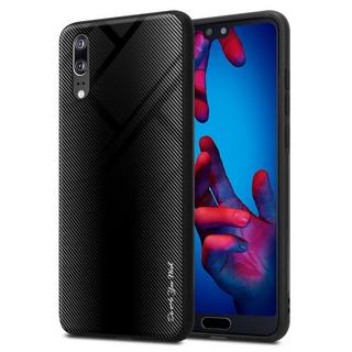 Cadorabo  Housse compatible avec Huawei P20 - Aspect rayé - Coque de protection en silicone TPU et dos en verre trempé 