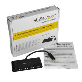 STARTECH  HB30C4AFPD hub di interfaccia USB 3.2 Gen 1 (3.1 Gen 1) Type-C 5000 Mbit/s Nero 