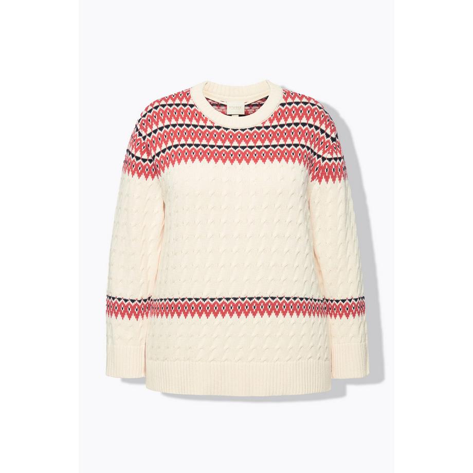 Ulla Popken Pull Fair Isle Col Rond Manches Longues  