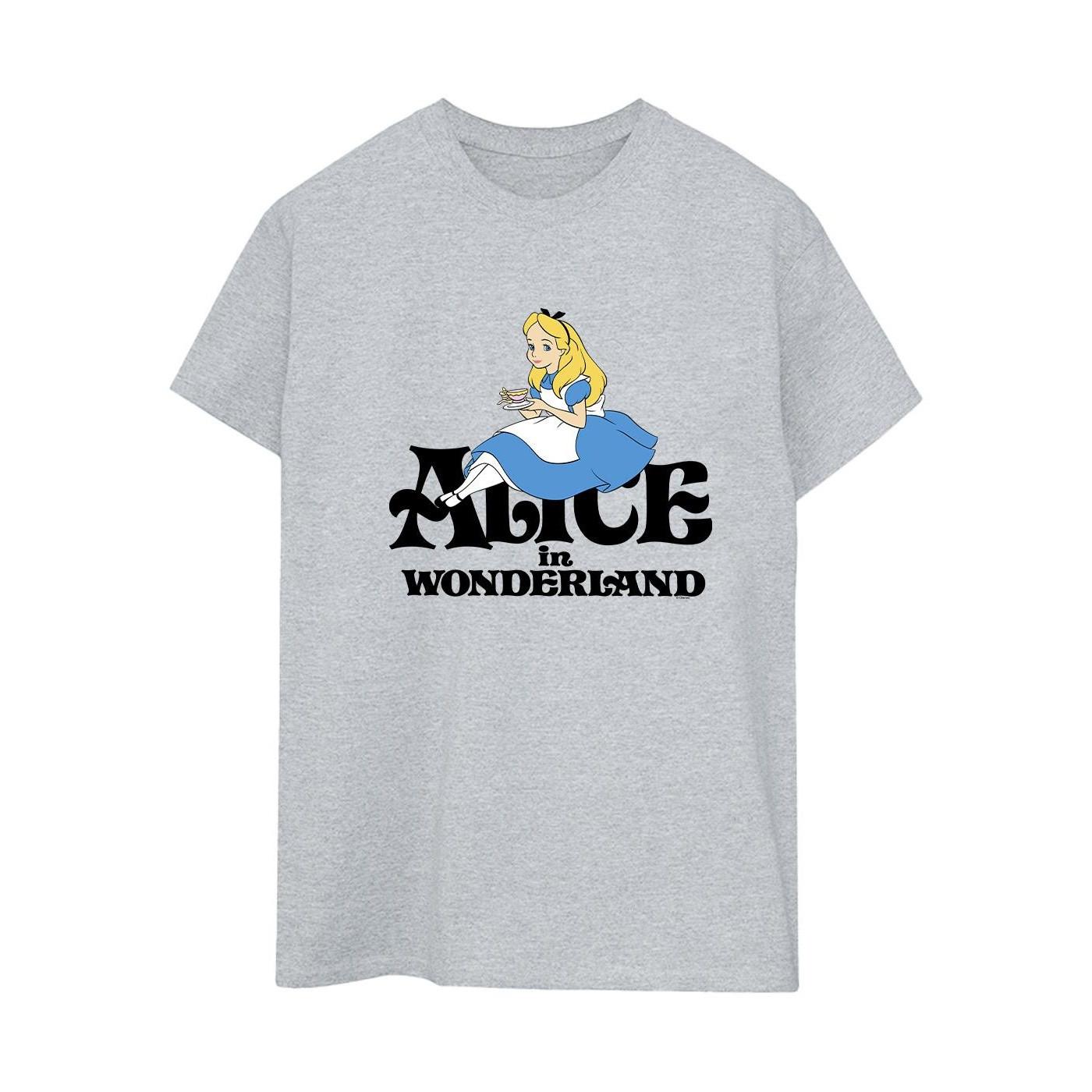Image of Alice In Wonderland Tea Drinker Classic Tshirt Damen Grau L