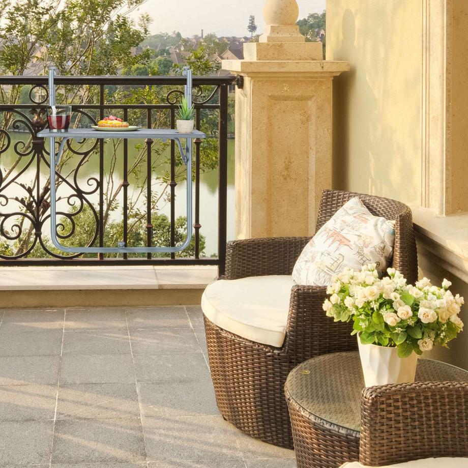 B2X  Table suspendue pliable grise pour balcon 