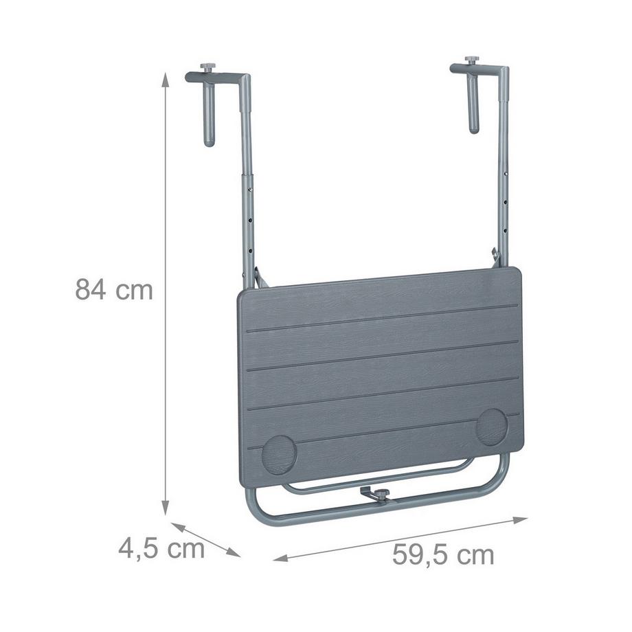 B2X  Table suspendue pliable grise pour balcon 
