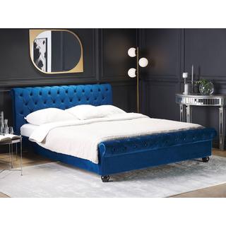 Beliani Letto con rete a doghe en Velluto Glamour AVALLON  