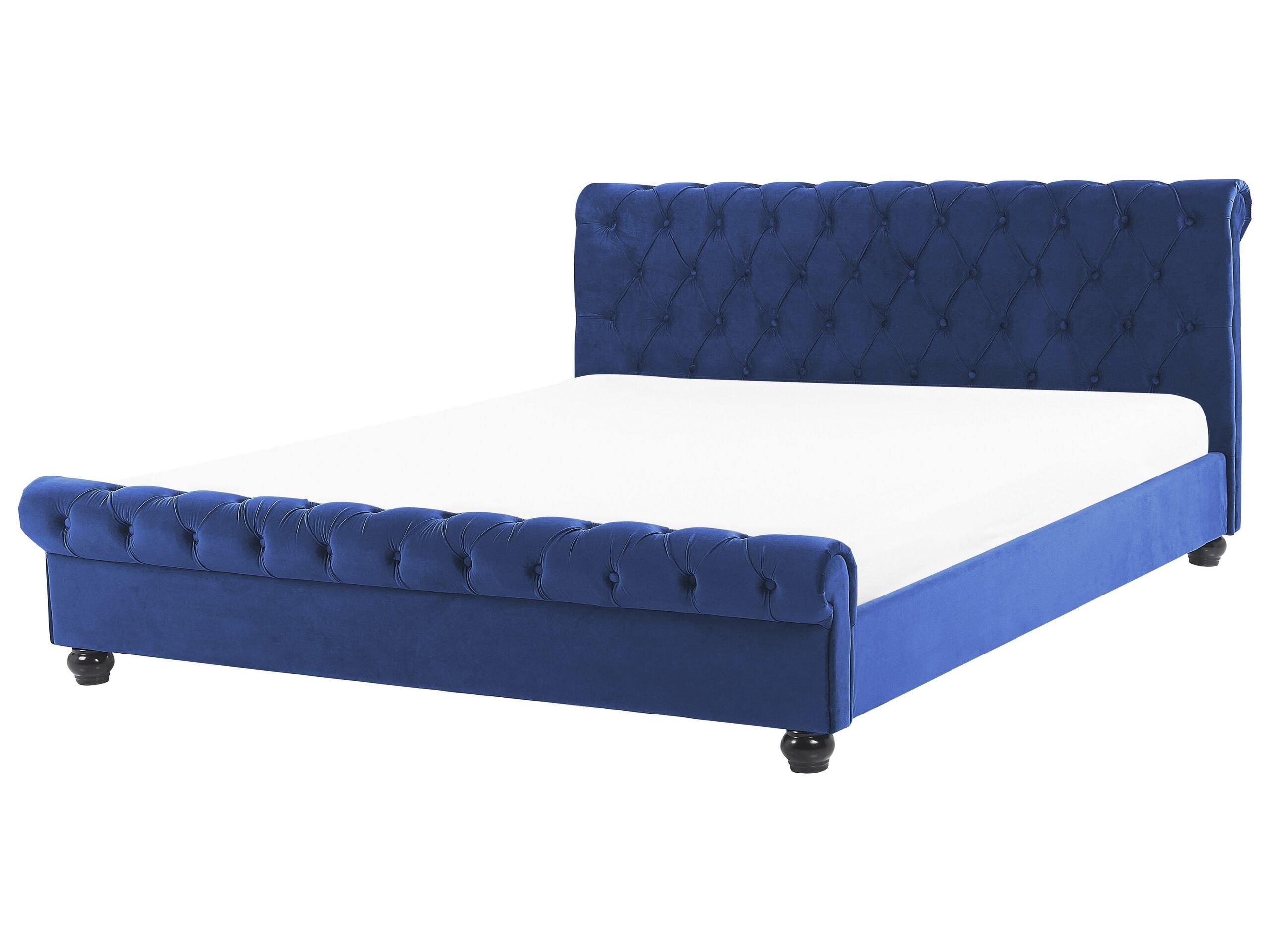 Beliani Letto con rete a doghe en Velluto Glamour AVALLON  