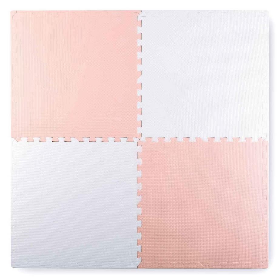 B2X  Grand tapis puzzle en mousse Ricokids 60x60 cm, 4 pièces, pêche et blanc 
