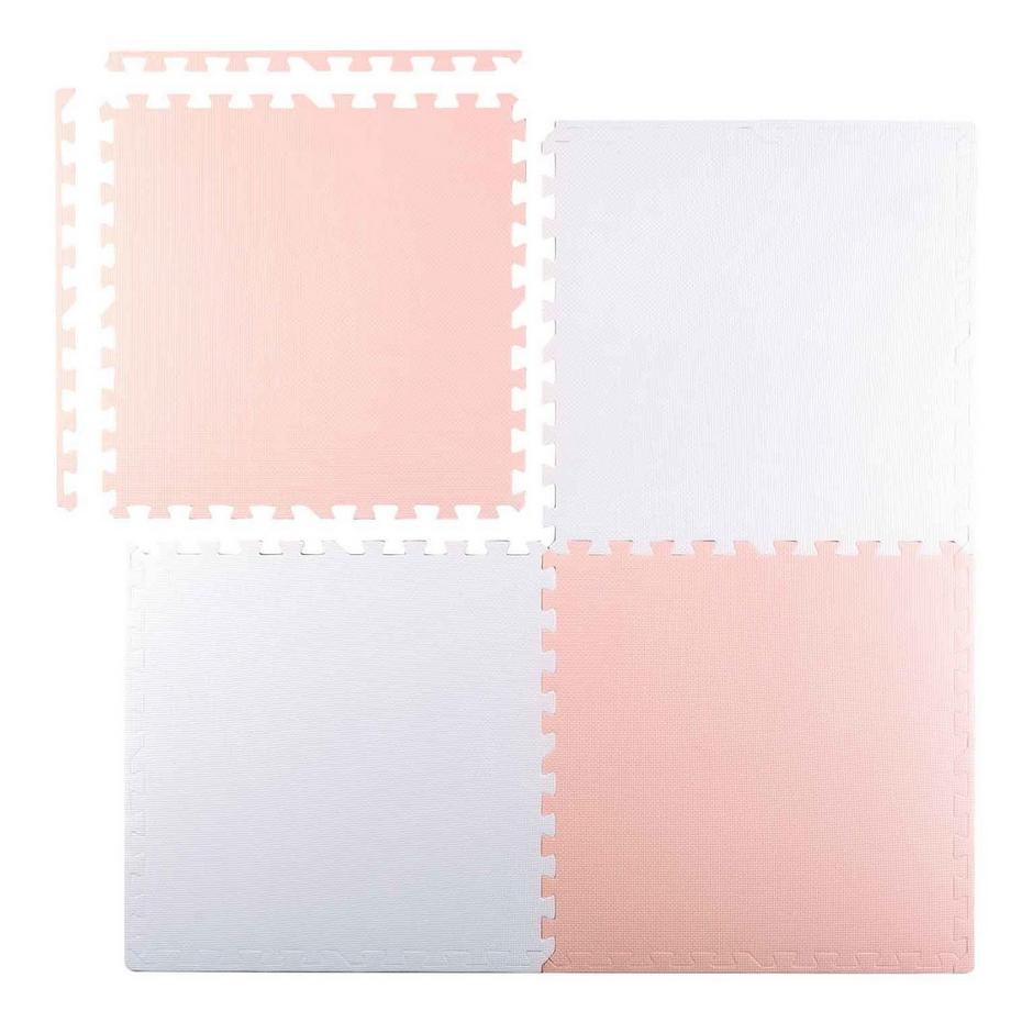 B2X  Grand tapis puzzle en mousse Ricokids 60x60 cm, 4 pièces, pêche et blanc 