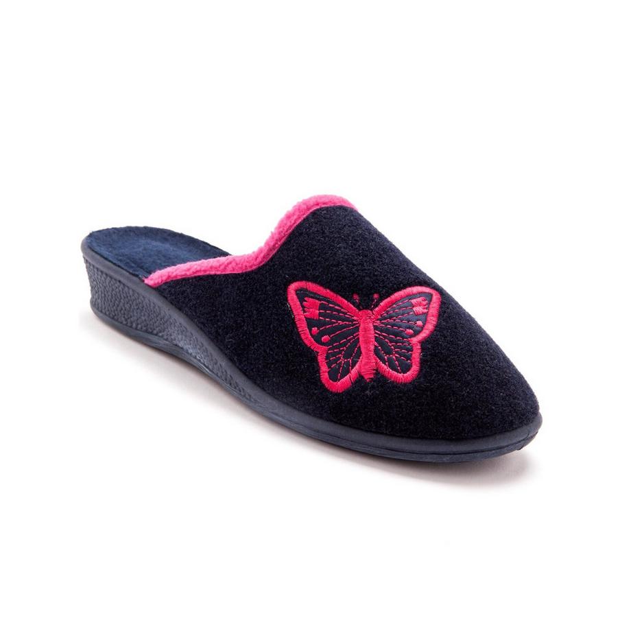 Pédiconfort Pantoletten mit Schmetterlingsstickerei  