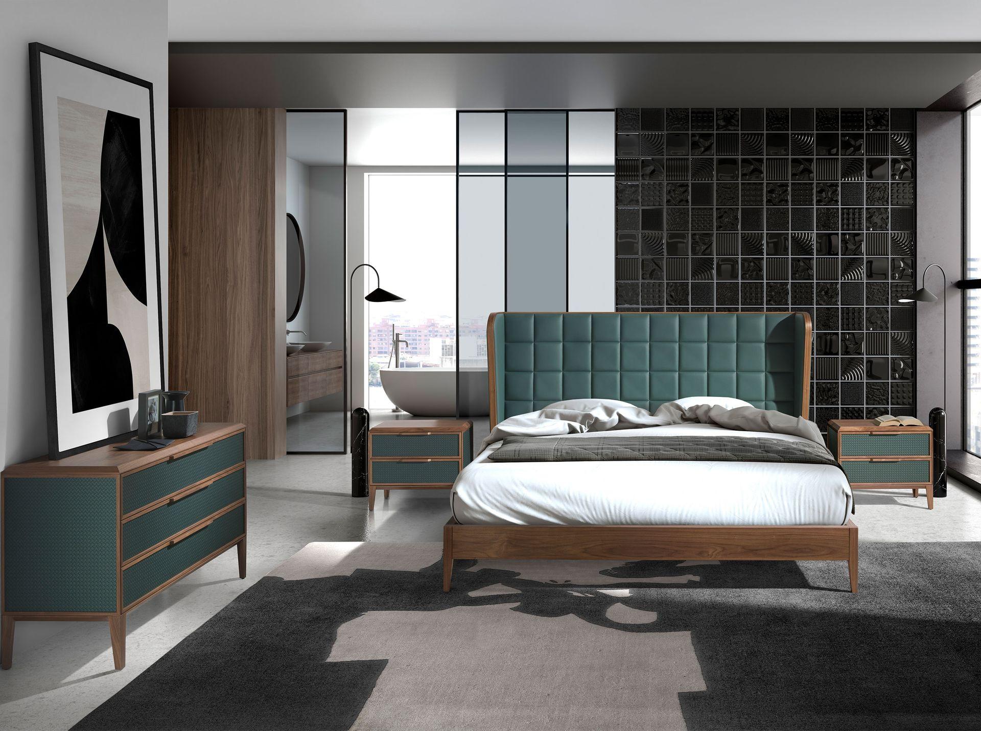 ANGEL CERDA Comodino in pvc e noce verde scuro  