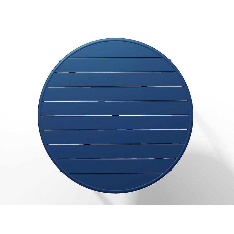 Vente-unique Sala da pranzo da giardino 1 tavolo + 4 poltrone impilabili D.110 cm in Metallo Blu notte - MIRMANDE  