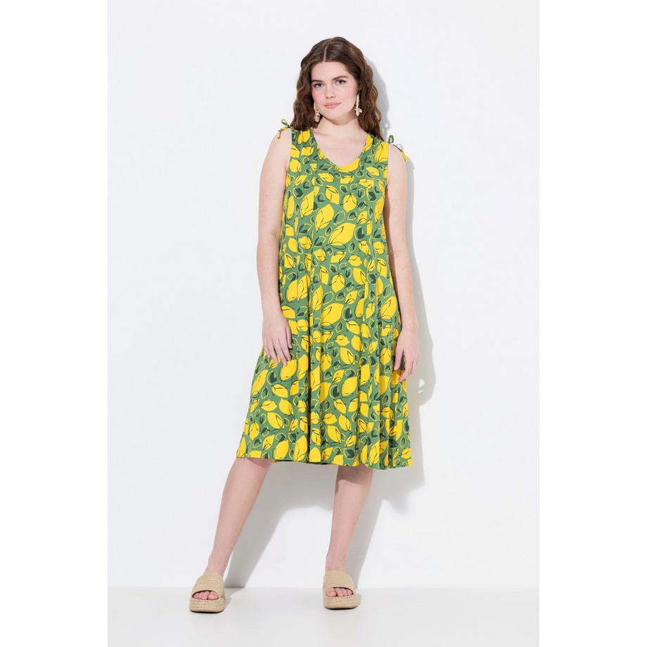 Ulla Popken Abito Midi Senza Maniche Jersey Stampa Limoni  