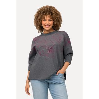 Ulla Popken  Pullover dal taglio oversize con farfalle, collo alto e maniche a 3/4 