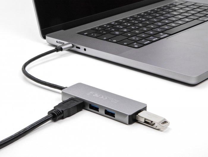 DeLock  4 Port USB 5 Gbps Hub mit USB Type-C Anschluss – USB Typ-A Buchsen seitlich 