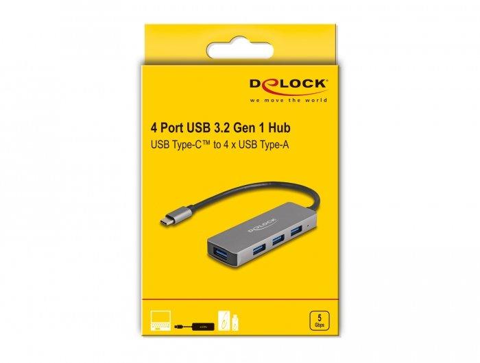 DeLock  4 Port USB 3.2 Gen 1 Hub mit USB Type-C™ Anschluss 