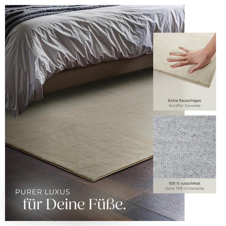 Tectake Kurzflorteppich Soft Zone verschiedene Größen und Farben flauschige Oberfläche  