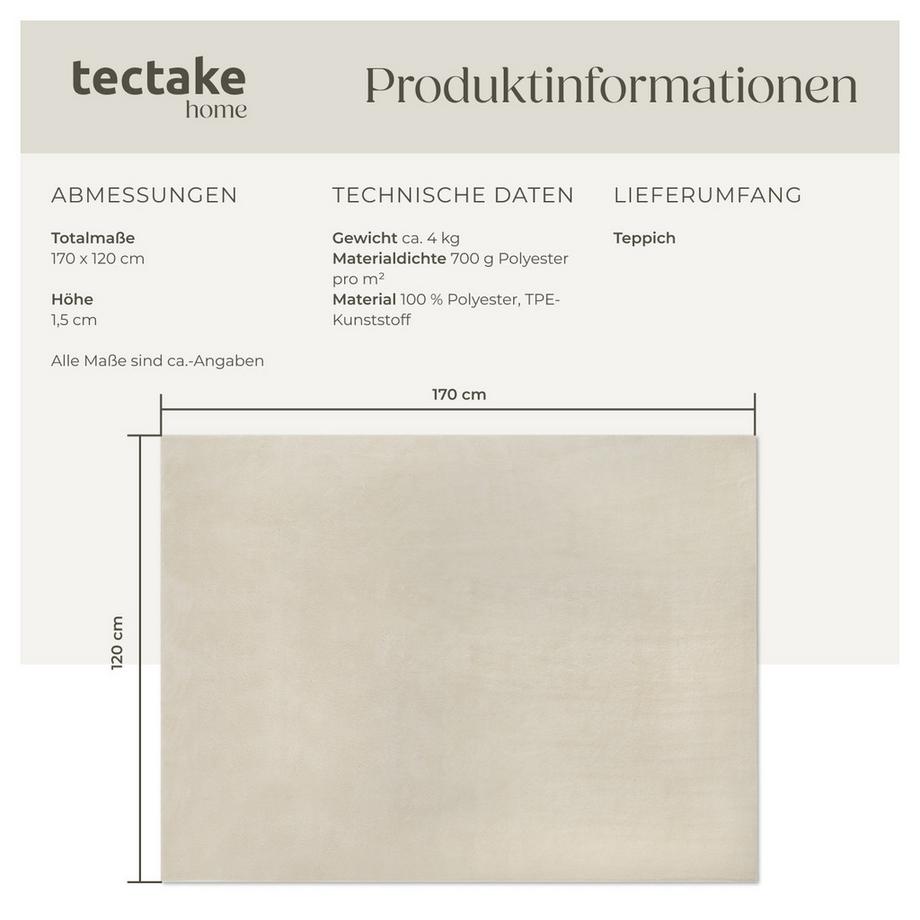 Tectake Kurzflorteppich Soft Zone verschiedene Größen und Farben flauschige Oberfläche  