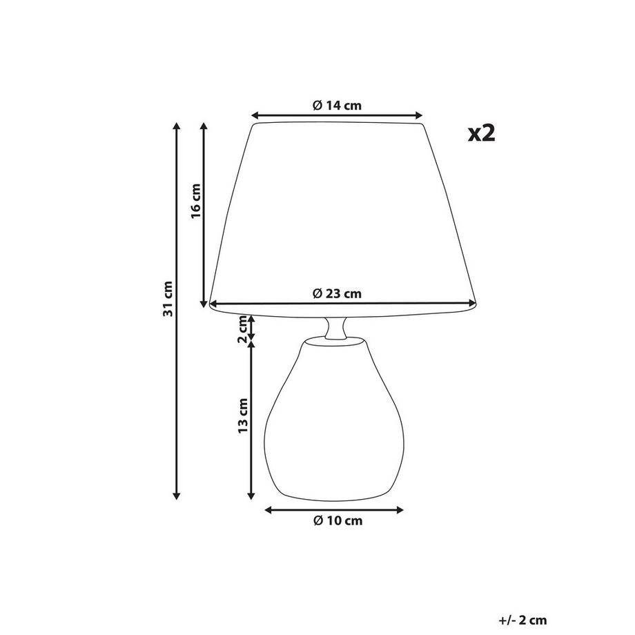 Beliani Lot de 2 lampes de bureau en Céramique  ARWADITO  