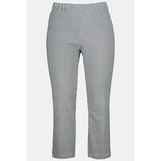 Ulla Popken  Pantaloni a 7/8 modello Sienna molto elasticizzati di bengalina con quadretto vichy 