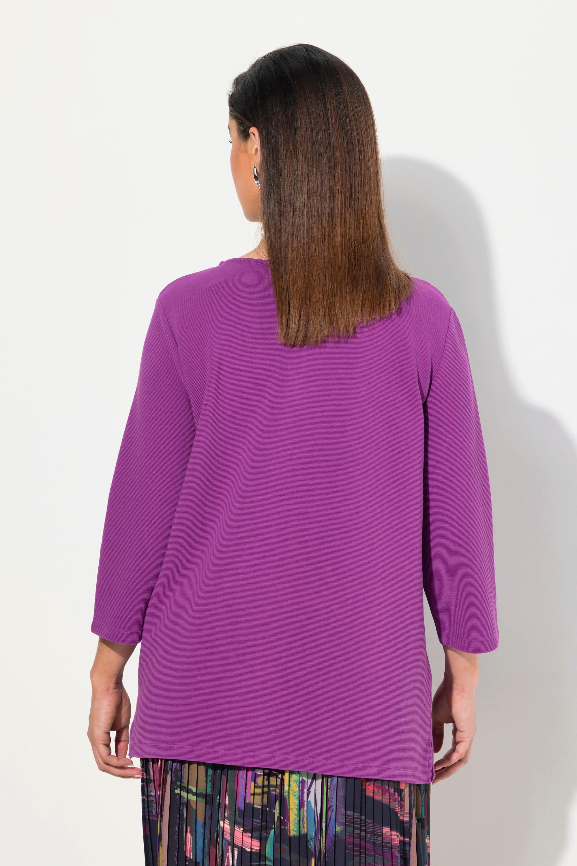 Ulla Popken  Sweatshirt, Querrippen, Rundhals, 3/4-Arm 