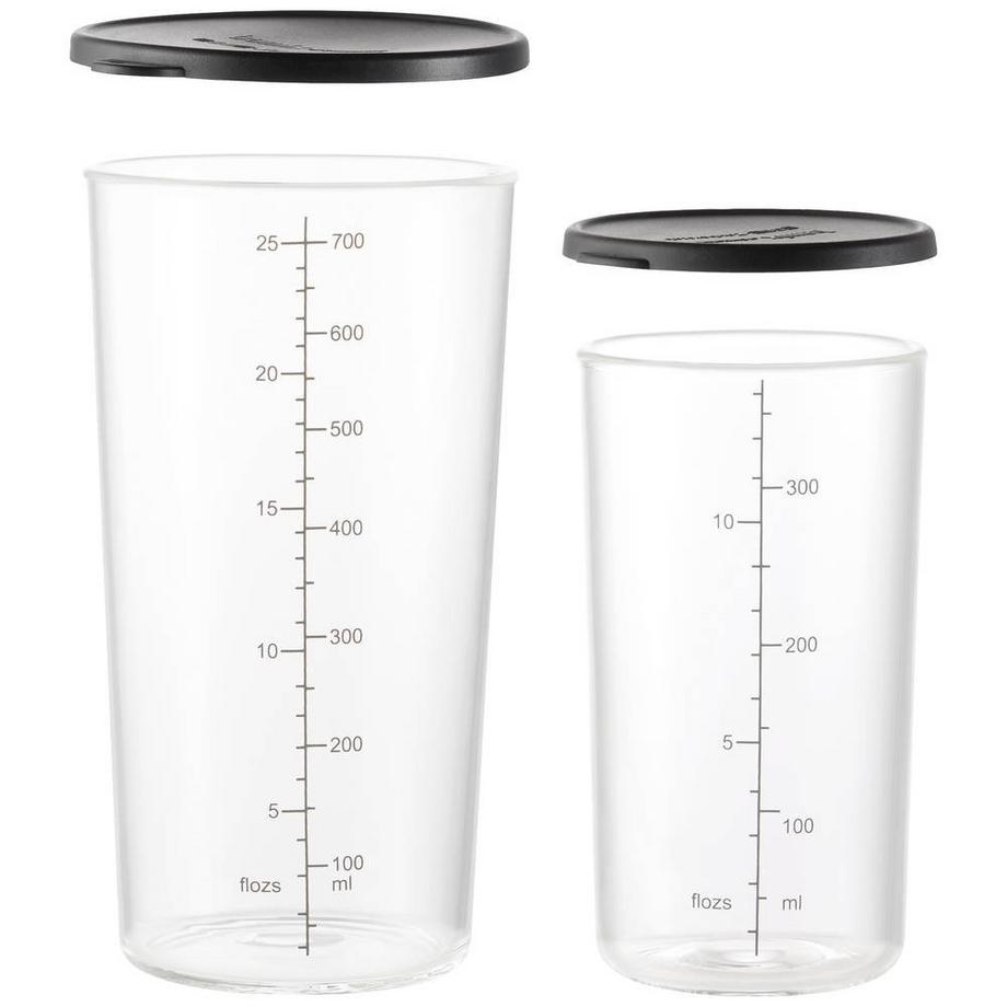 SET de tasses de mesure en verre avec couvercle