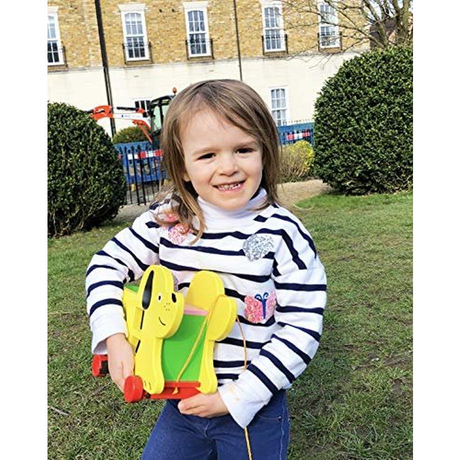 Activity-board  Nachziehspielzeug Holz - Nachziehtier Hund mit Schnur und Steckspiel mit Steckwürfel aus Holz - 2 