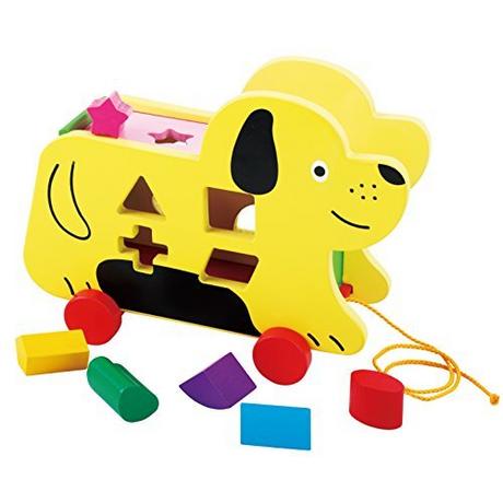 Activity-board  Jouet à tirer en bois - Chien animal à tirer avec ficelle et jeu enfichable avec cube enfichable en bois - Jouet 2 en 1 