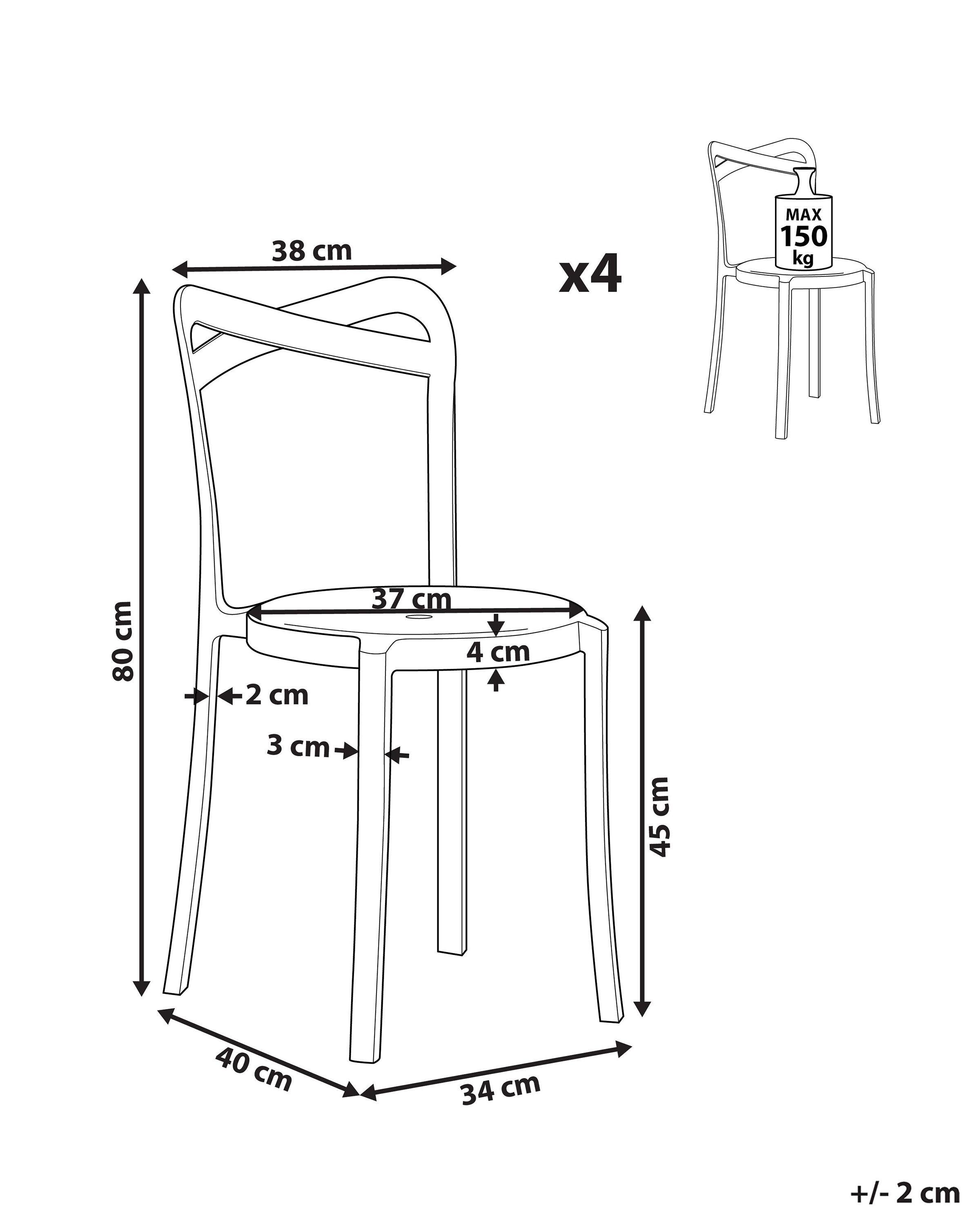 Beliani Set di 4 sedie da giardino en Materiale sintetico Scandinavo CAMOGLI  