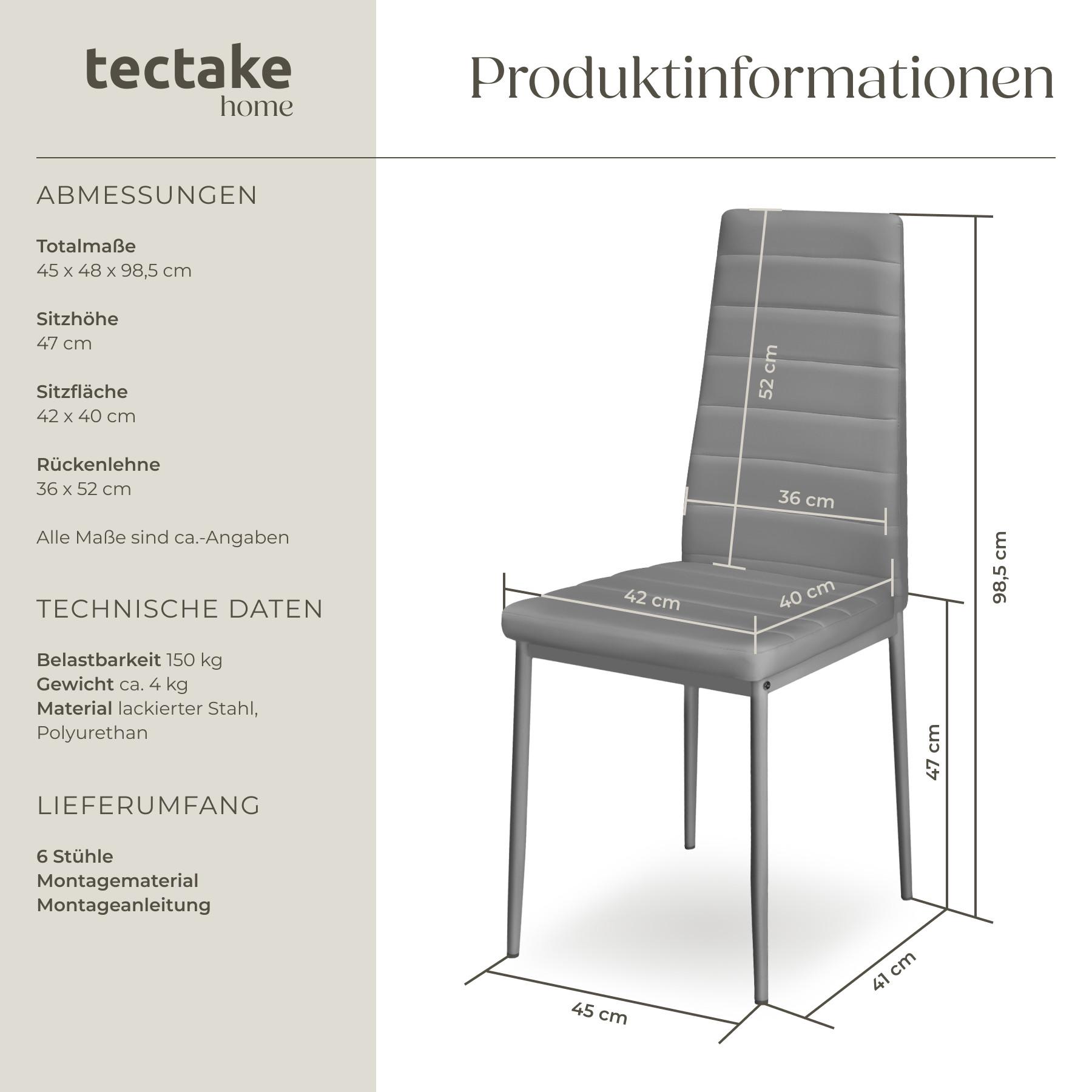 Tectake Lot de chaises avec surpiqûre  