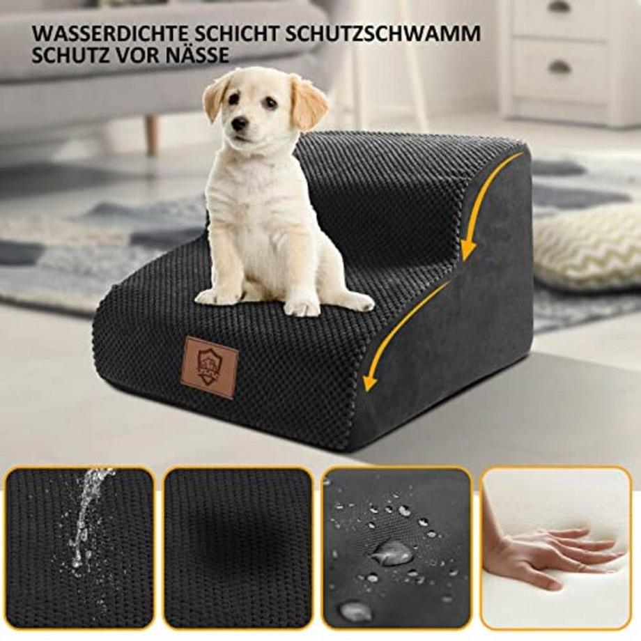 Alopini  Hundetreppe für kleine Hunde-Wasserfeste Hundetreppe 2 Stufen, rutschfest abnehmbar waschbar hohe 