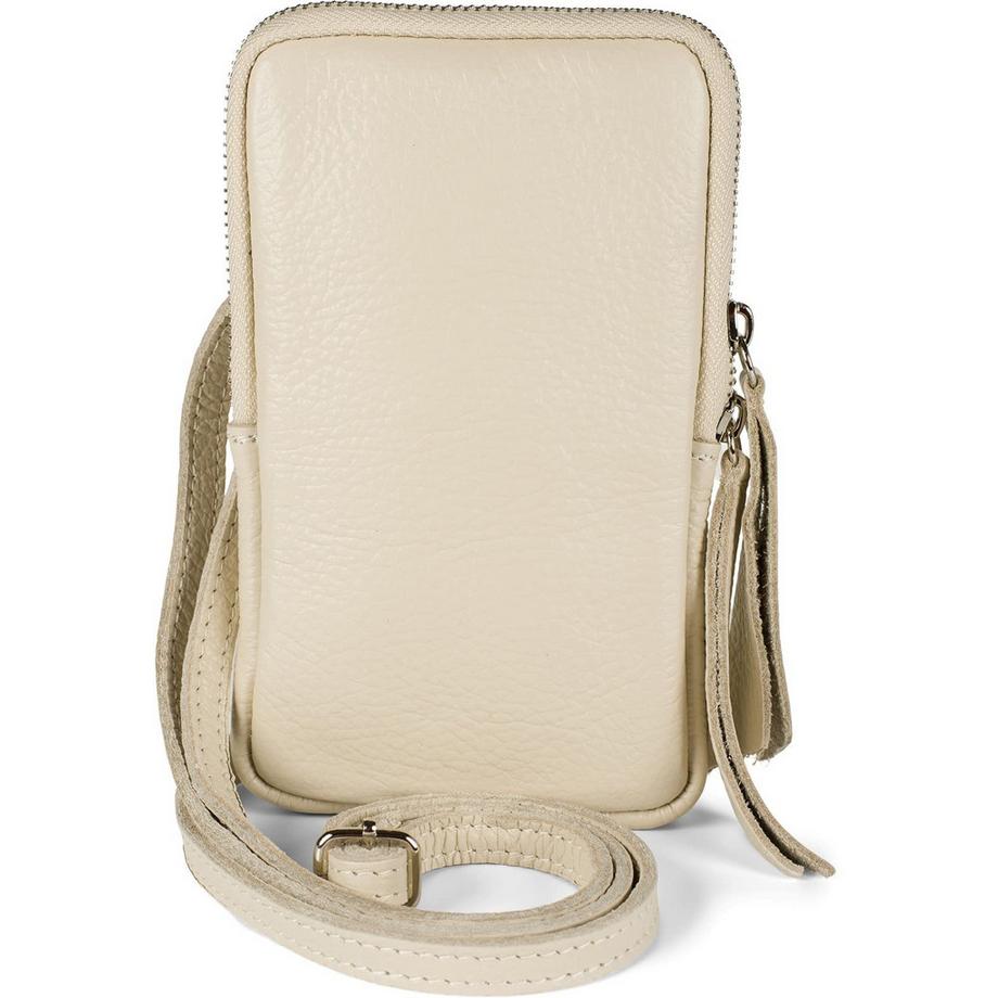 Sac à bandoulière pour téléphone portable en cuir avec surface grainée, fermeture à glissière, mini sac en cuir véritable
