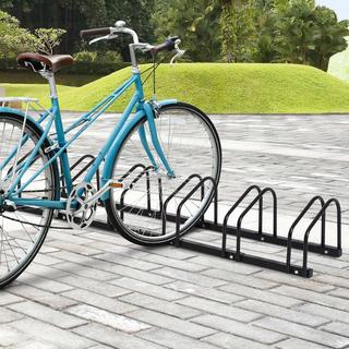 Northio  Portabiciclette, portabiciclette, supporto, resistente alle intemperie, durevole, montaggio a pavimento e a parete, acciaio, fino a 6 biciclette, nero, 179 x 33 x 27 cm 